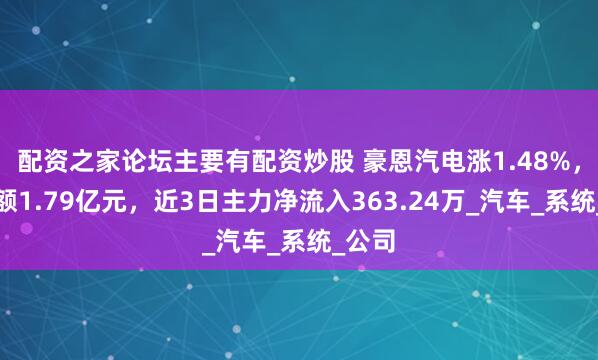 配资之家论坛主要有配资炒股 豪恩汽电涨1.48%，成交额1.79亿元，近3日主力净流入363.24万_汽车_系统_公司